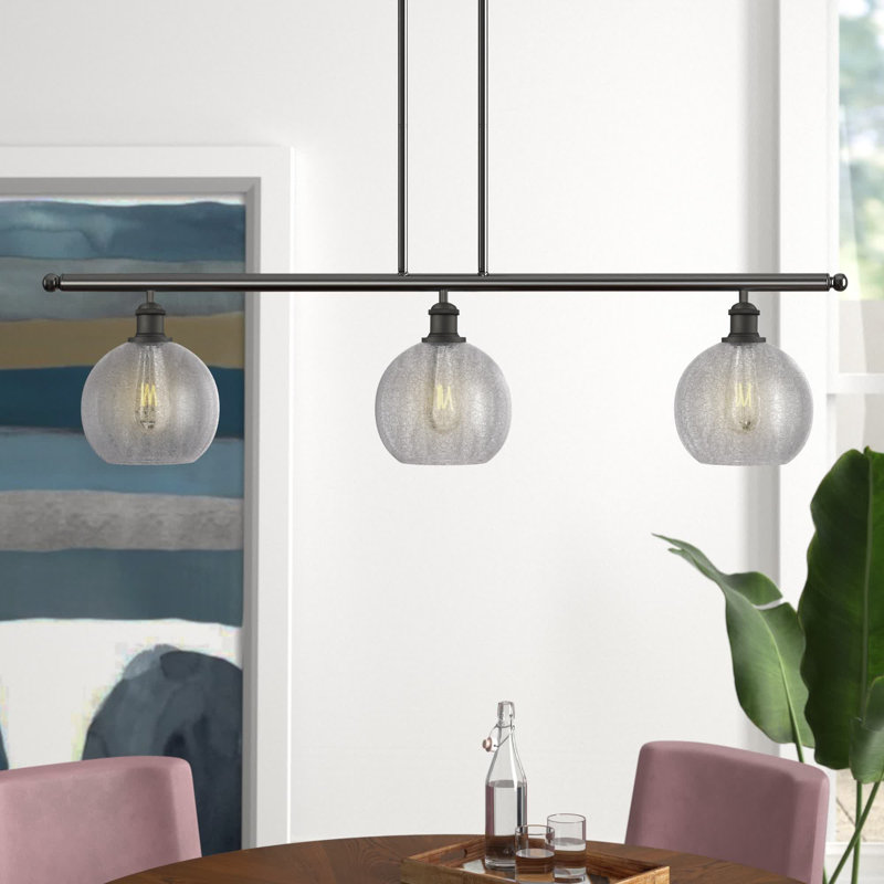 Baptista 3 - Light Kitchen Island Pendant, Oil Rubbed Bronze, Clear Crackle