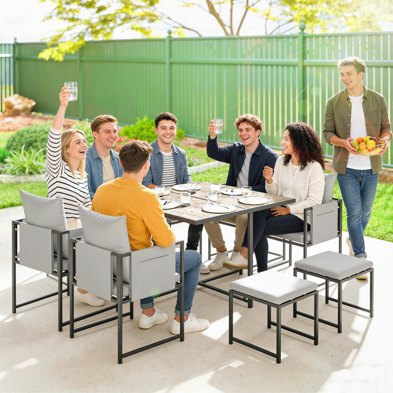 8 - Person Patio Dining Set with Square Table