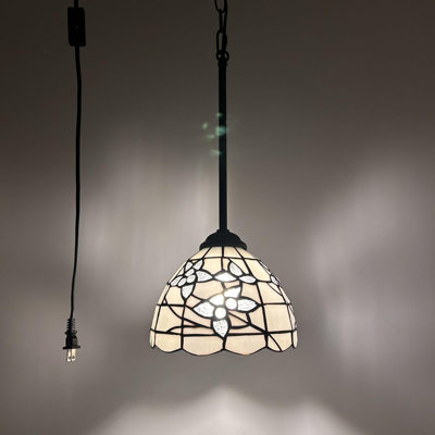 Mini-luminaires suspendus Tiffany avec fleurs en verre teinté et ampoule DEL incluses l 8 po x P 8 po x H 60 po