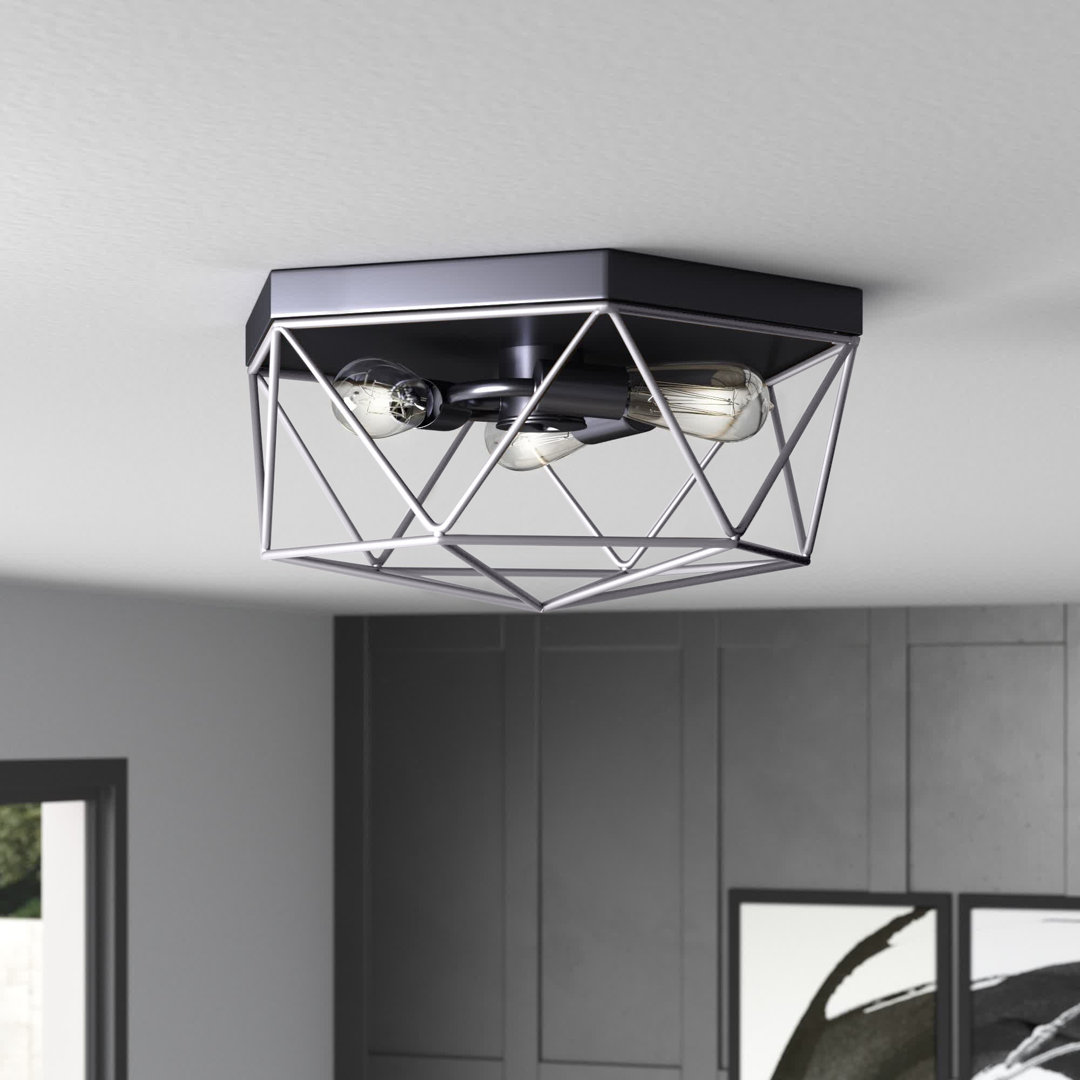 3 - Light 15" Caged Geometric Flush Mount Mercer41 