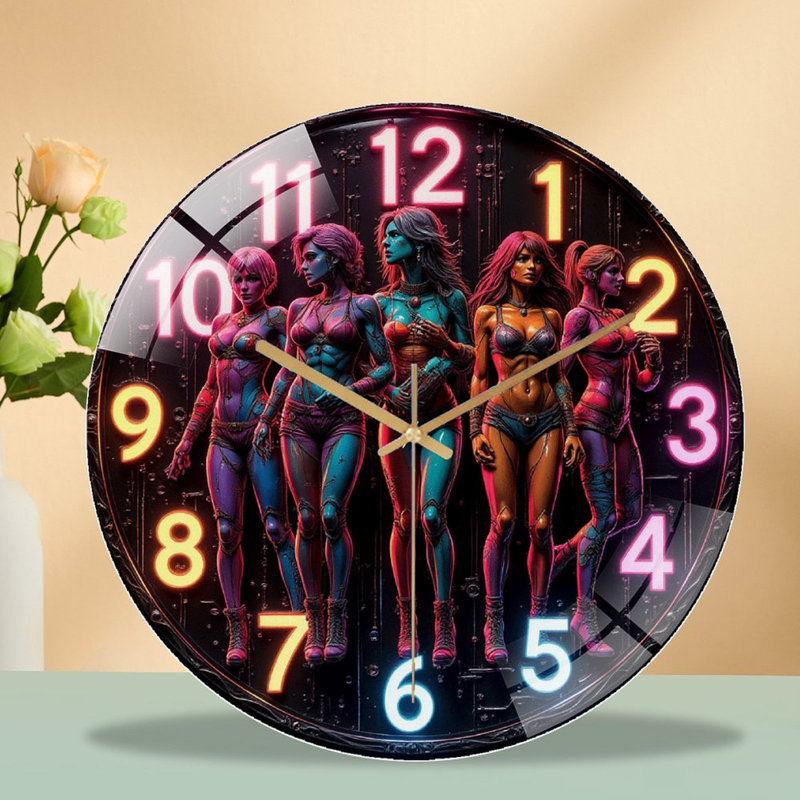 Futuristic Stylish Fitness Clock Decor Art - 12'' Modern Glass Wall Clock