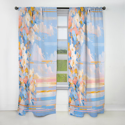 Rideau occultant moderne à motif floral cerisier rose moderne II