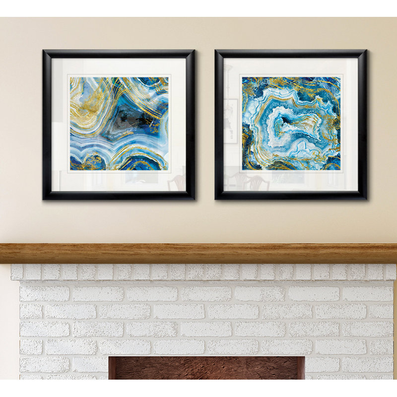 « touch of gold agate i », ensemble de 2 reproductions de peintures encadrées