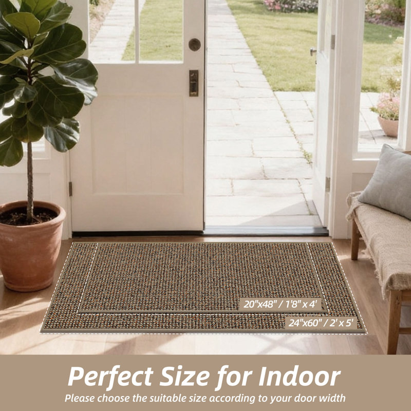 Bukvice Non-slip Washable Door Mat, Beige, 20" W x 48" L