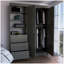 Armoire Kenya avec porte double, trois tiroirs, tablette à 3 niveaux et double tringle
