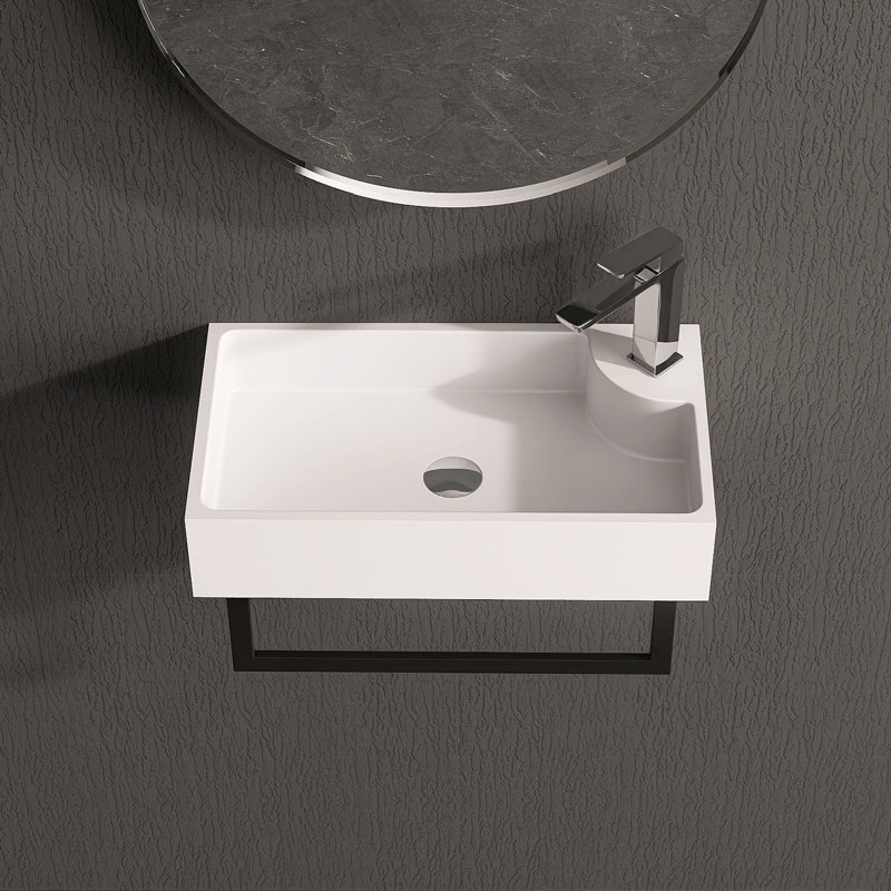 18'' Rectangular Stone Resin Bathroom Sink Wall-Mounted Vessel Sink