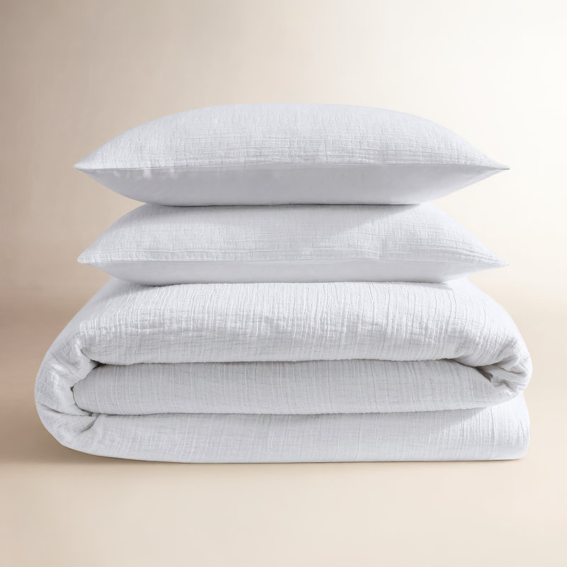 Ensemble de housse de couette Calvin Klein, Blanc, Housse de couette pour grand lit et 2 taies décor