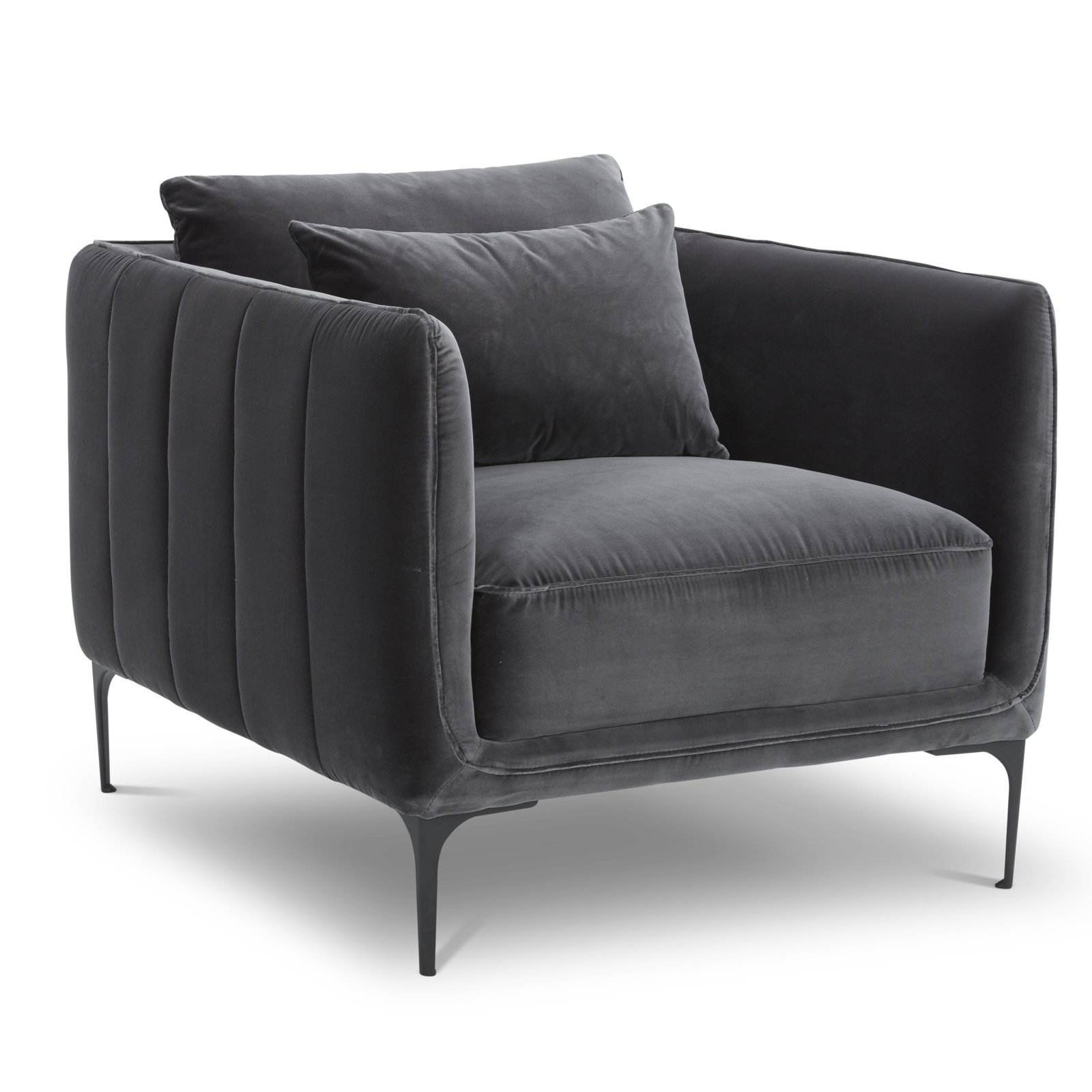 Rae Upholstered Armchair, Gray Velvet