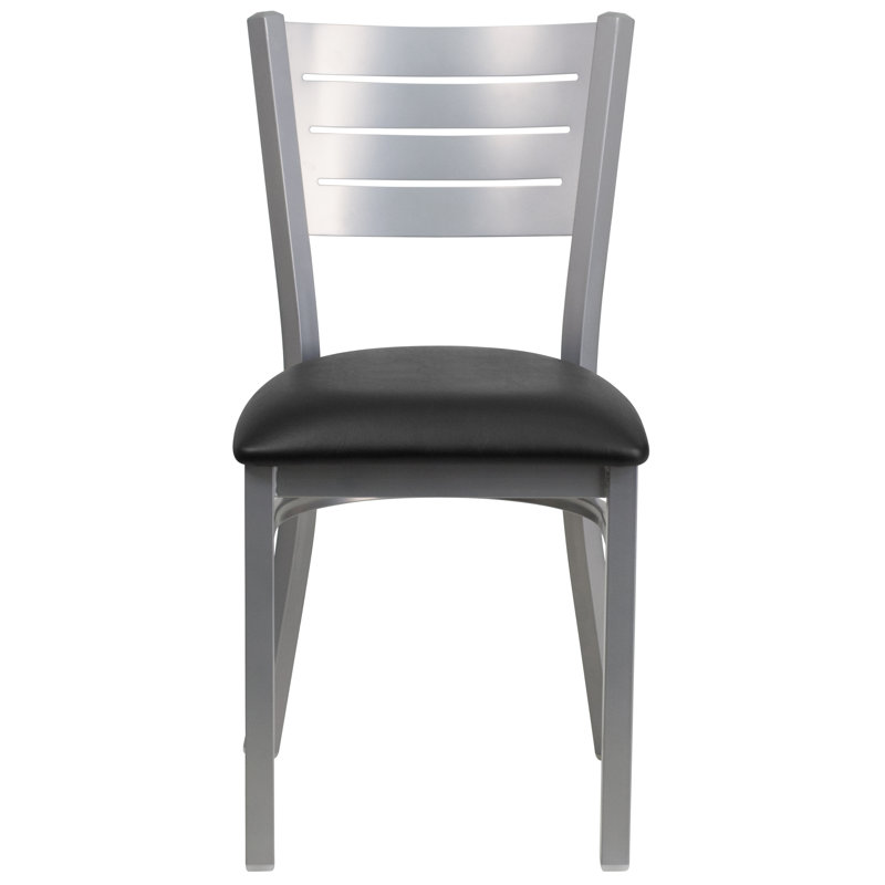 Elkton Slat Back Metal Restaurant Chair, Black