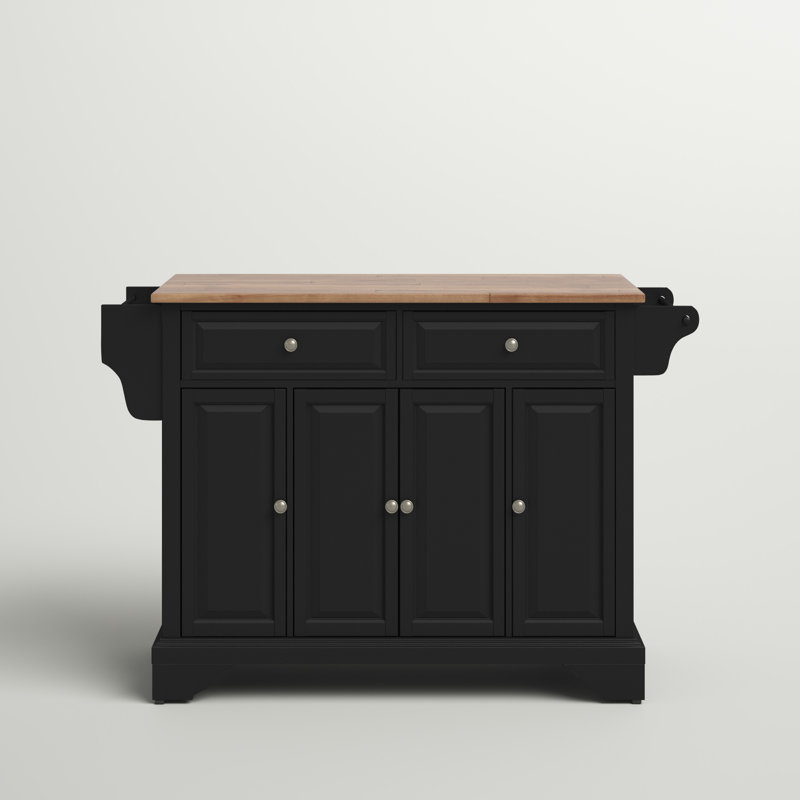 Bert Solid Wood Top Kitchen Island, Black