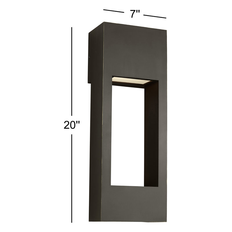 Testa LED Outdoor Wall Light, Black, 20" H x 7" W x 7" D