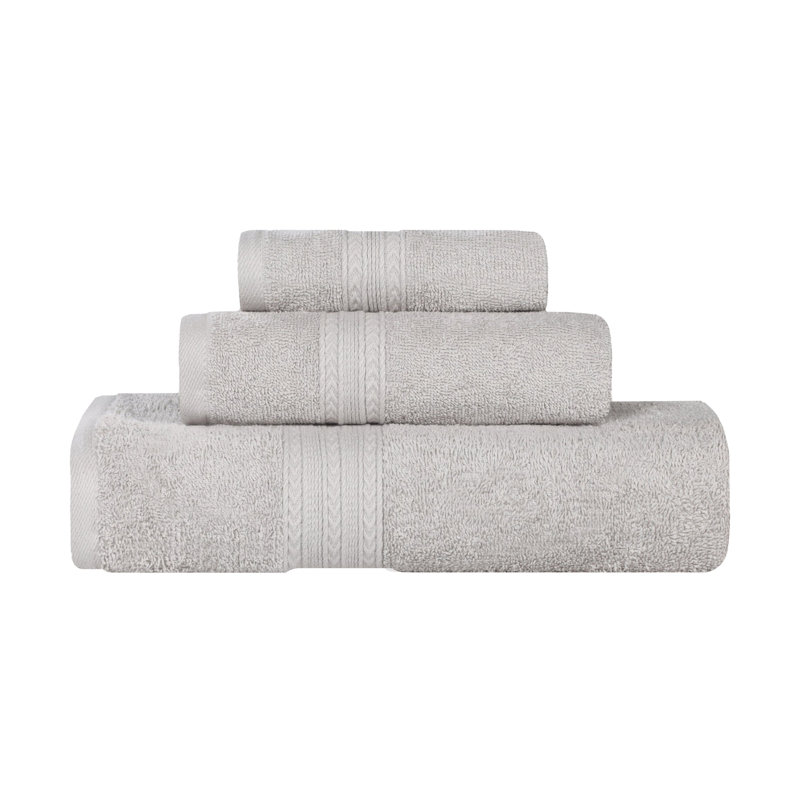 Ensemble de serviettes de bain écologiques 100% coton filé à l'anneau Asleigh 450 g / m², Argent