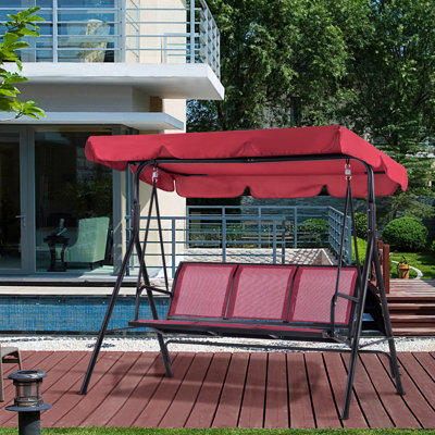Mireille 3-Person Outdoor Swing Chair with Adjustable Canopy, Porch Swing with Steel Frame