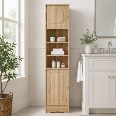 Meuble de salle de bain multifonctionnel de rangement de coin avec étagères ajustables