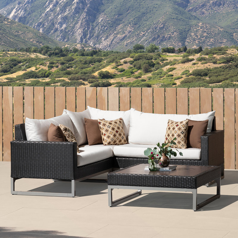 Sameko Outdoor 4 - Piece Conversation Set, Brown, Canvas Spa Sunbrella® Canvas
