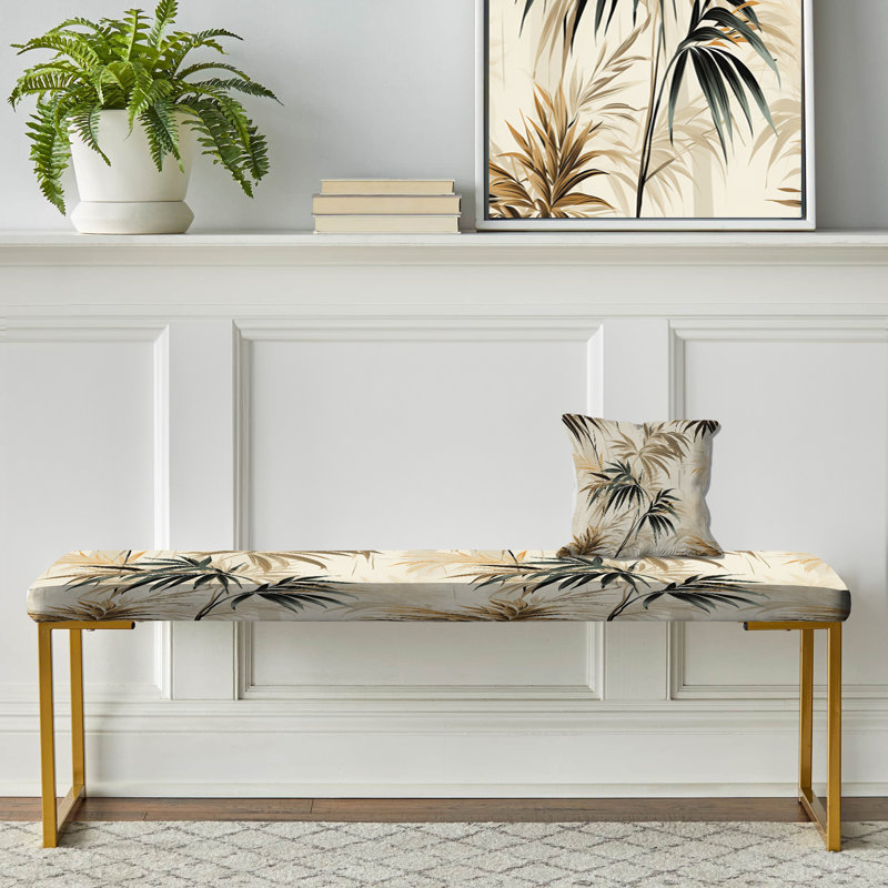 Driftwood Zen Tropical Pattern - Tropical Upholstered Gold Bench