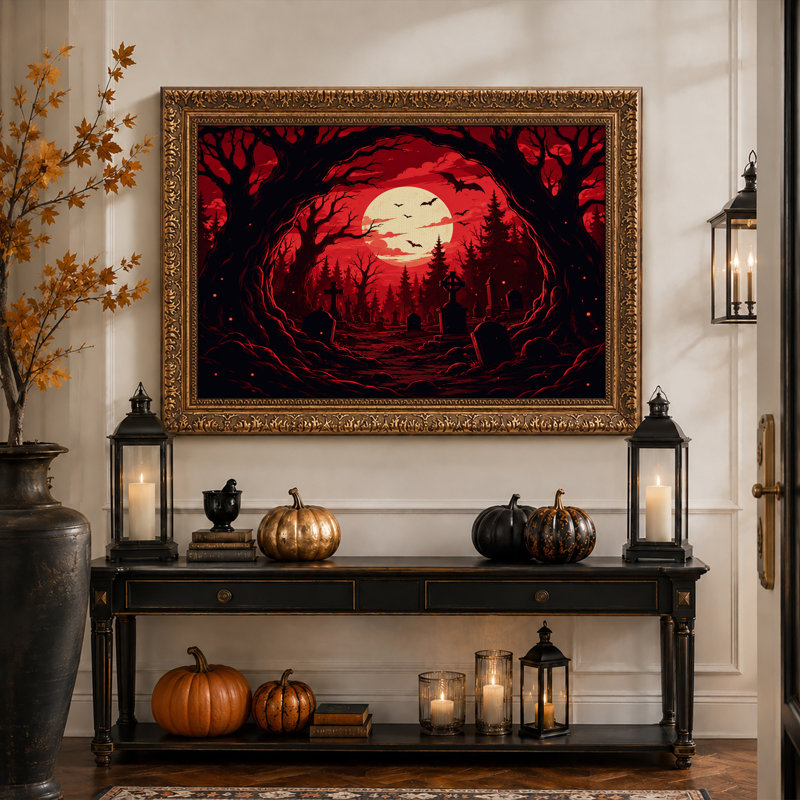 Silhouettes d'art sur toile, "Halloween", 12"H x 18"W