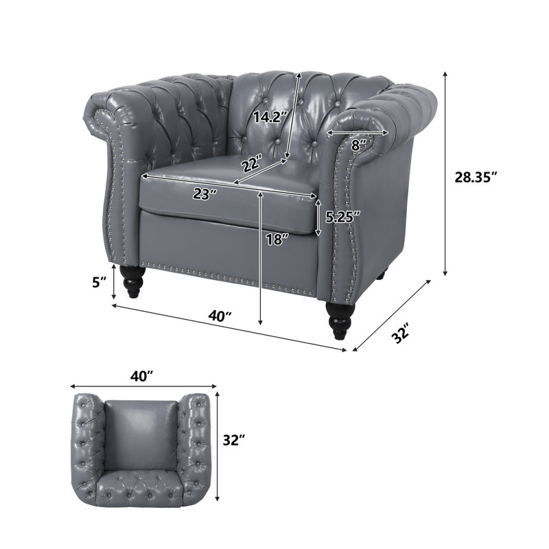 Canapé rembourré 40 po Tangie, Gris