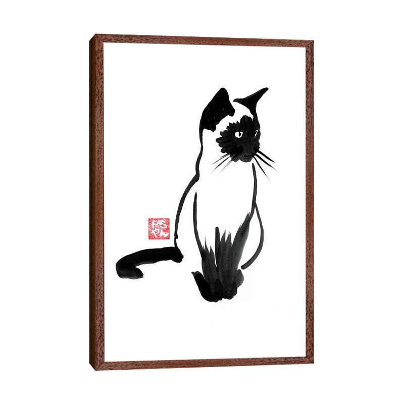 Siamois by Péchane - Print on Canvas, 101.6 cm H x 66.04 cm W, Classic Brown Wood Framed