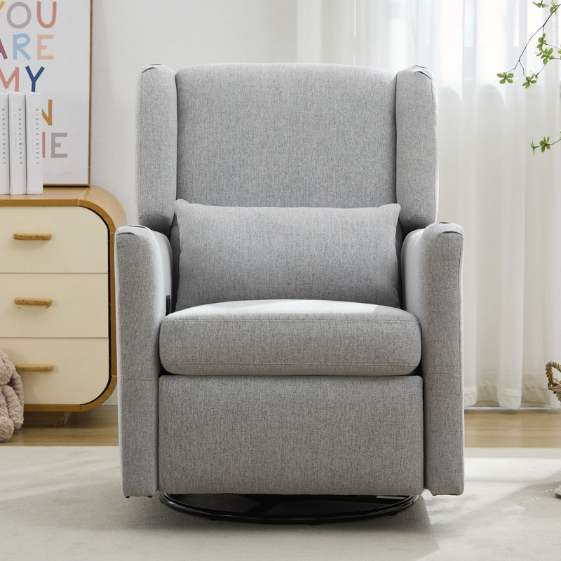Fauteuil inclinable pivotant avec coussin, Gray Linen Incorrect