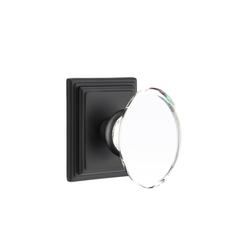 Passage Hampton Crystal Knob with Wilshire Rose, Flat Black
