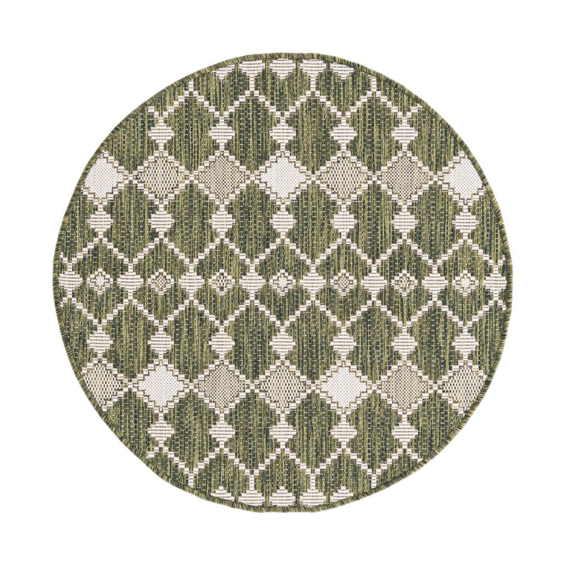 Tapis d'extérieur Green_Unique Loom Traliccio, Rond 3 pi