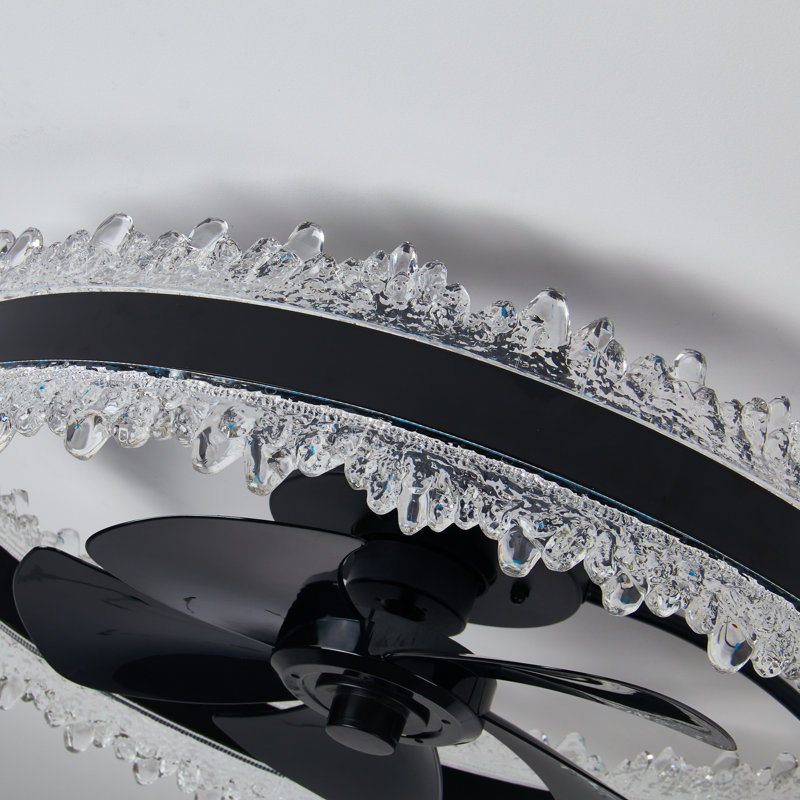 Ventilateur de plafond encastré 5 lumières Gurrola, Noir