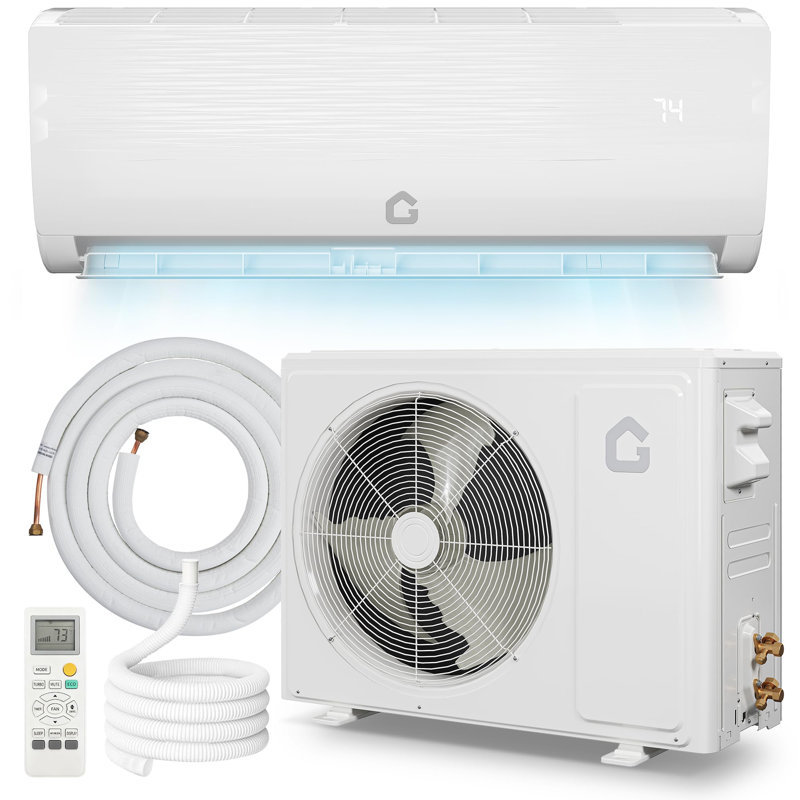 Système de chauffage / climatisation divisé 9 000 BTU, 19 climatiseurs SEER2 à inverseur 6-en-1, climatiseur mural sans pompe à chaleur refroidissant jusqu'à 450 pieds carrés Pi, trousses d'installation, 230 V