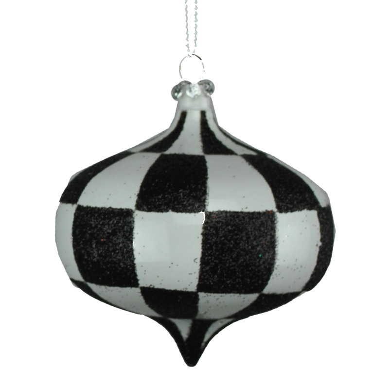 Ornement boule solide, Blanc / noir