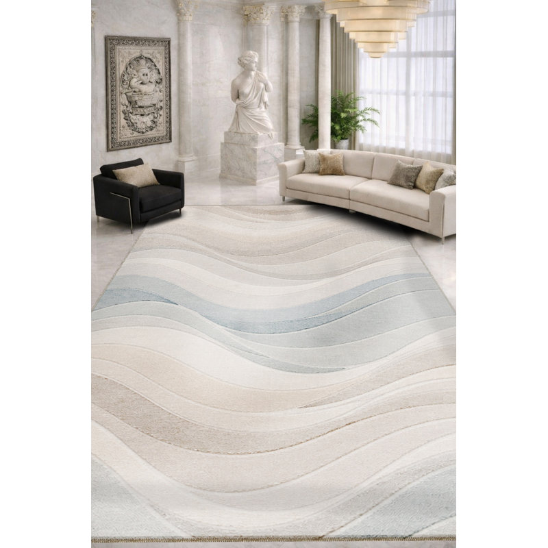 Tapis blanc tissé Mosso, 3'3" x 4'11"