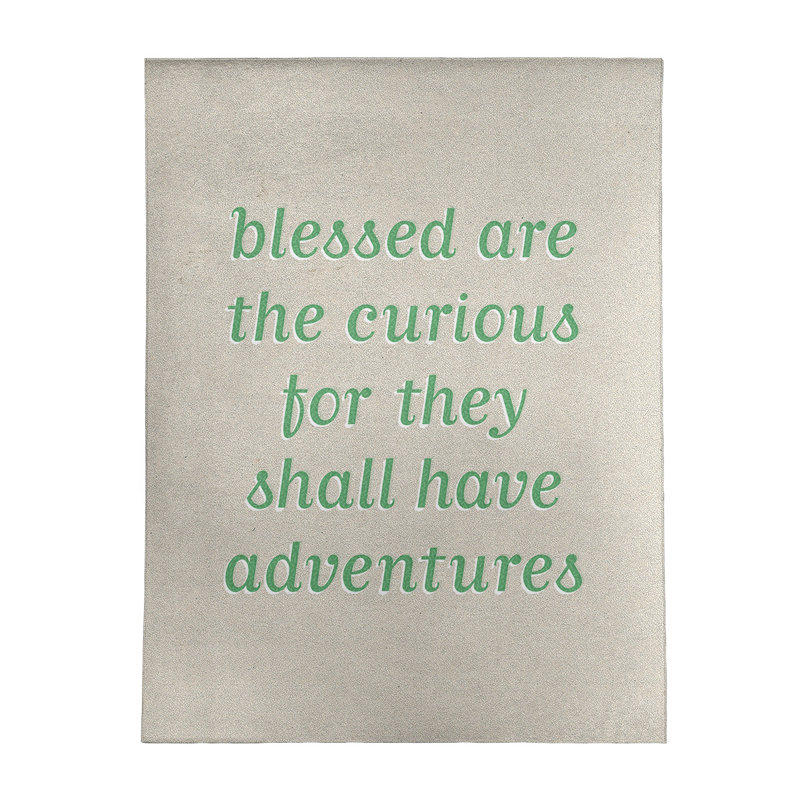 Tapis en poly-chenille à citation manuscrite, Rectangle 5 pi x 7 pi