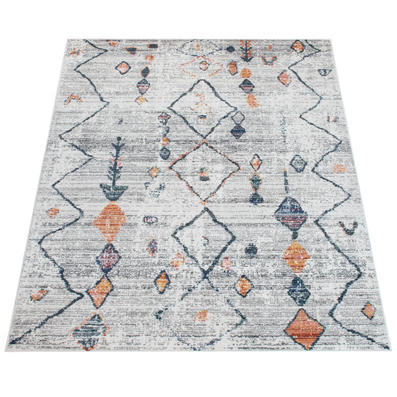 Tapis gris / crème / coloré Hartje, Rectangle 2 pi x 3 pi 3 po