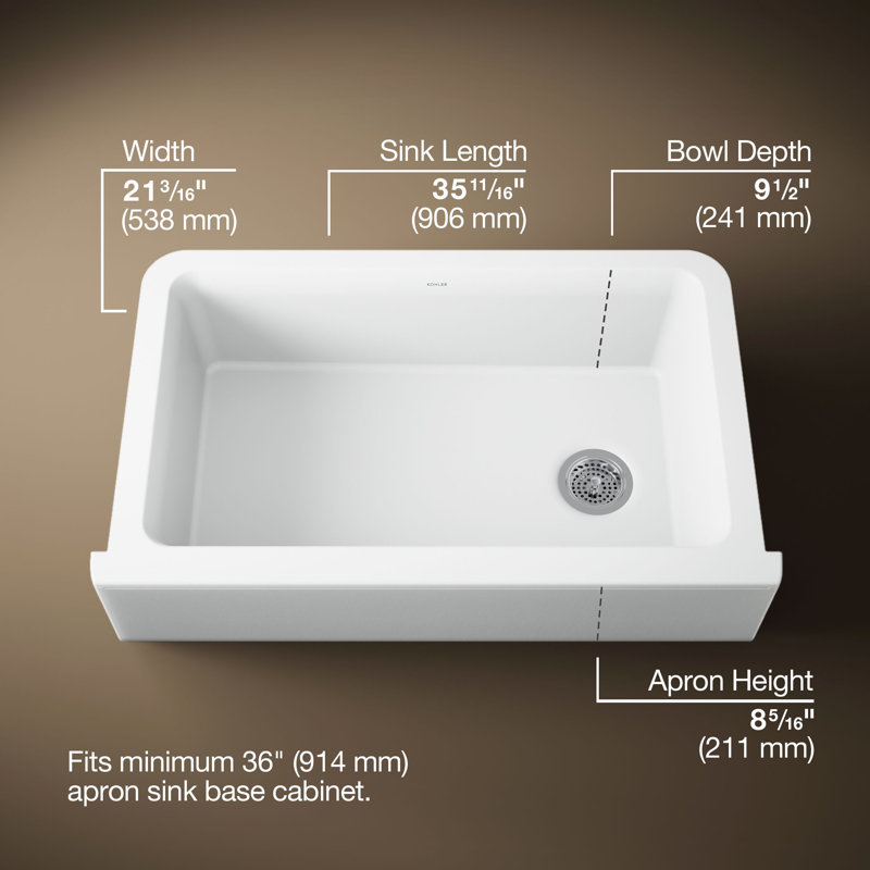 Cairn Undermount Single-Bowl Farmhouse Kitchen Sink, Matte White, Glossy