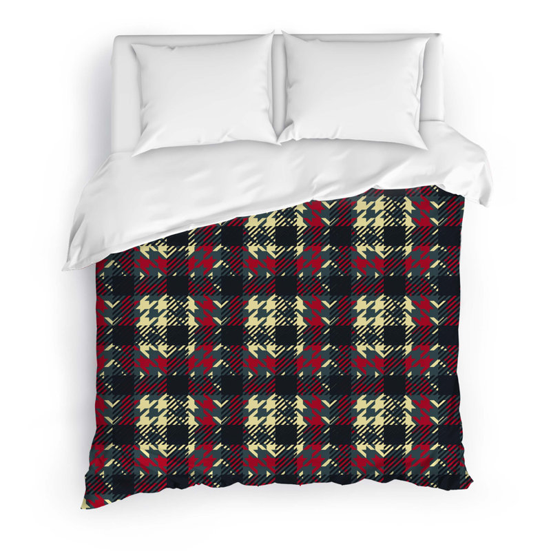 Plaid Pettern Twill Duvet Cover, Queen Duvet Cover + 2 Pillow Cases