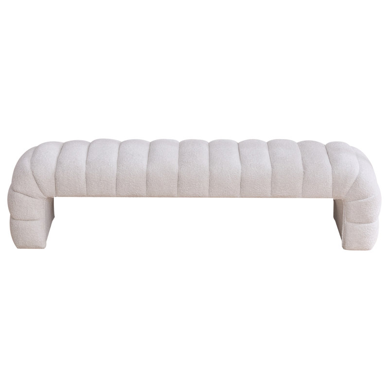 Banc de lit moderne sans accoudoirs rembourré, méridienne Channel, Beige