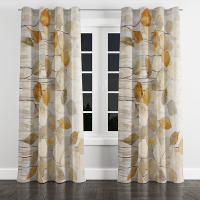 Beige Botanical Impressions II - rideau à œillets en velours moderne - obscurcissant - 1 panneau