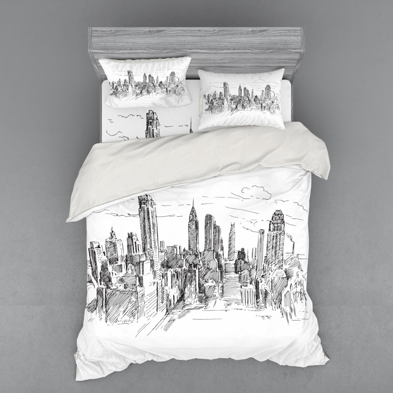 Modern & Contemporary Polyester Duvet Cover, Twin XL Duvet Cover + 2 Additional Pieces, Black/Gray