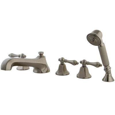 Kingston Brass Millennium Three-Handle 5-Hole Deck Mount Roman Tub Faucet with Hand Shower