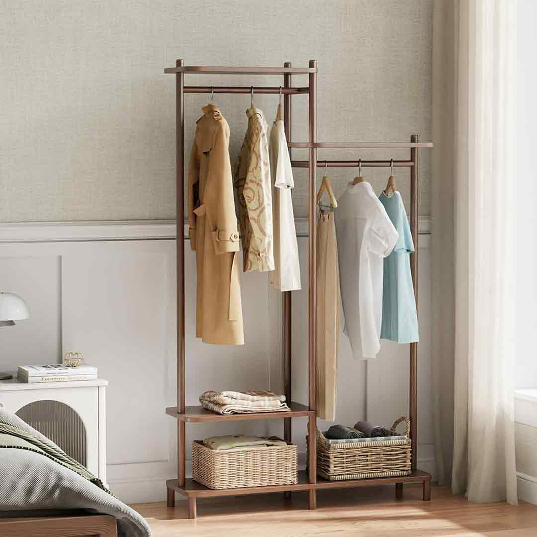 TELOVIN Solid Wood Clothes Rack,Garment Rack For Hanging Clothes ...