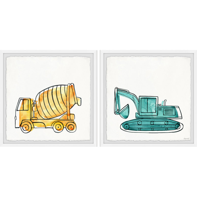 «Abrams Mixer and Excavator», ensemble de 2 pièces, reproduction encadrée, H 24 po x l 24 po x P 1,5 po
