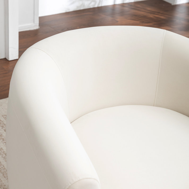 Fauteuil demi-tonneau pivotant de 33,5 po Odey, Velours beige