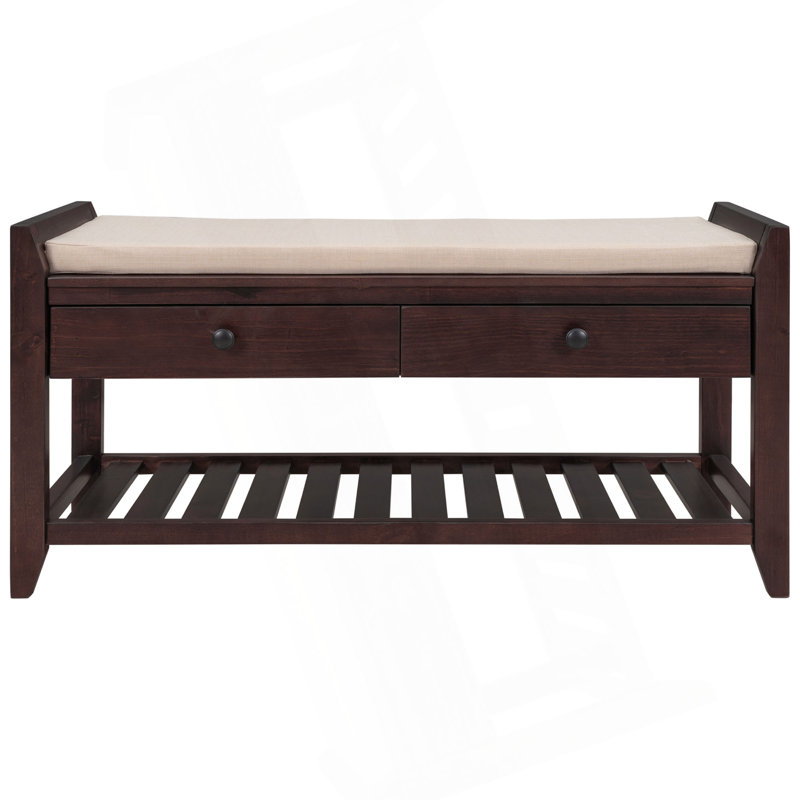 Range-chaussures avec siège rembourré et tiroirs, banc de rangement polyvalent pour hall d'entrée, Espresso