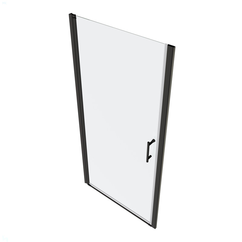 1 3/8" Adjustment,Universal Pivot Shower Door, Open Outside, With 1/4" Tempered Glass 2472, Matte Black