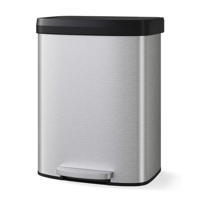Poubelle à pédale 16 gallons avec couvercle à fermeture en douceur, poubelle en acier inoxydable de 60 L pour la cuisine