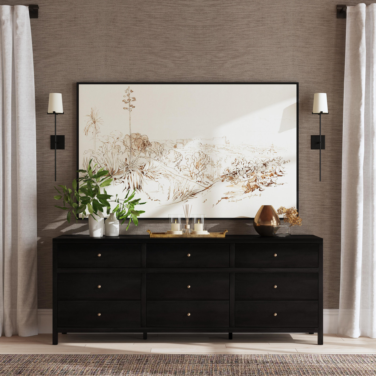 Celine 84" Acacia Double Dresser, Antique Coffee