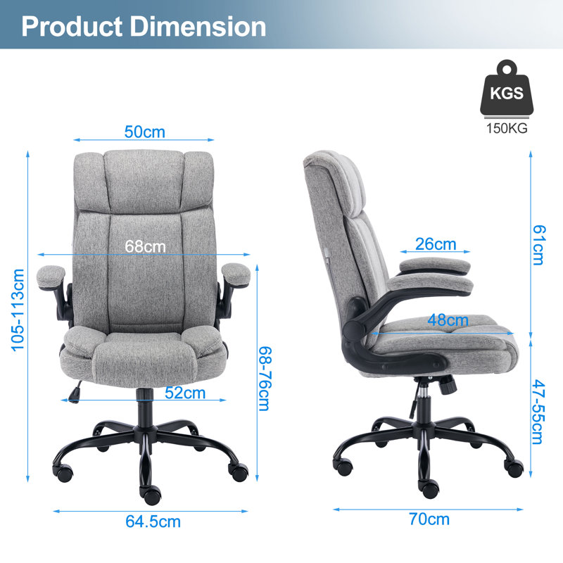 High Back Ergonomic Executive Office Chair, Grey