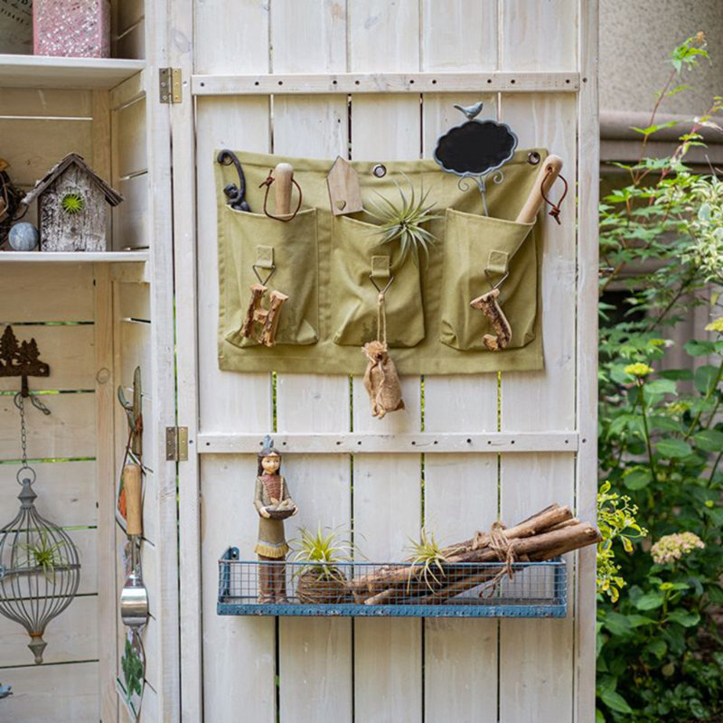 Organisateur à 3 poches en toile verte pour outils de jardin