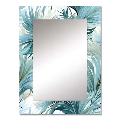 Anacarina Oceanic Dreamscape Tropical Pattern - tropical  Decorative Wall Mirror, Botanical, Floral Mirror, Printed Metal Art