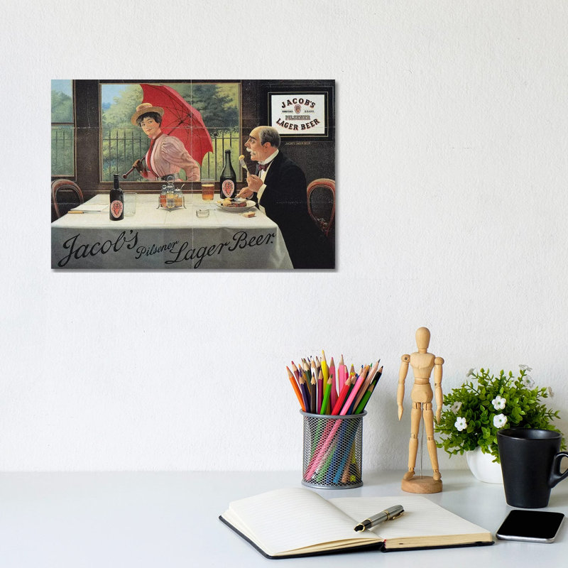 Beer Advertisement, 1898 - Wrapped Canvas Painting, 20.32 cm H x 30.48 cm W