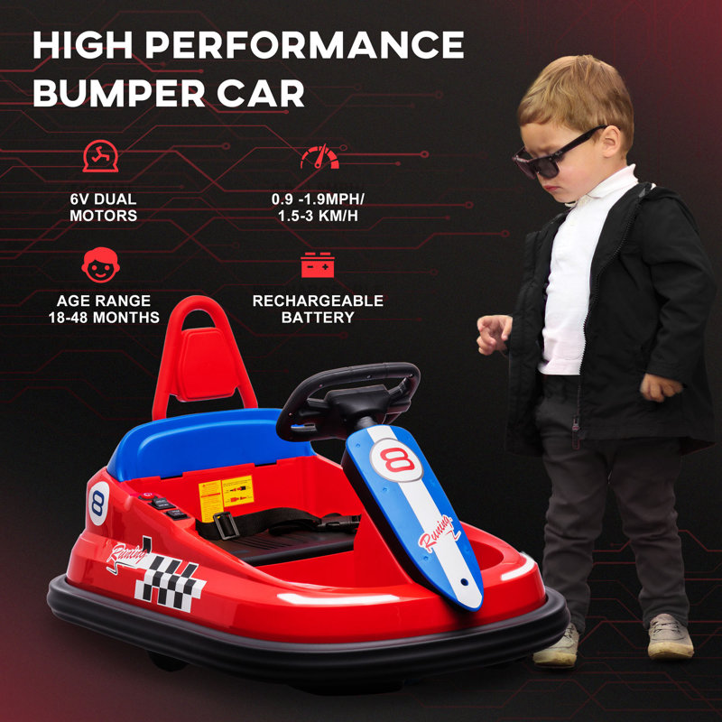 Red 6V Electric Ride-On Bumper Car for Kids